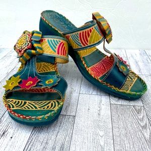 Elite Womens Love Slide Wedge Sandals Size 10